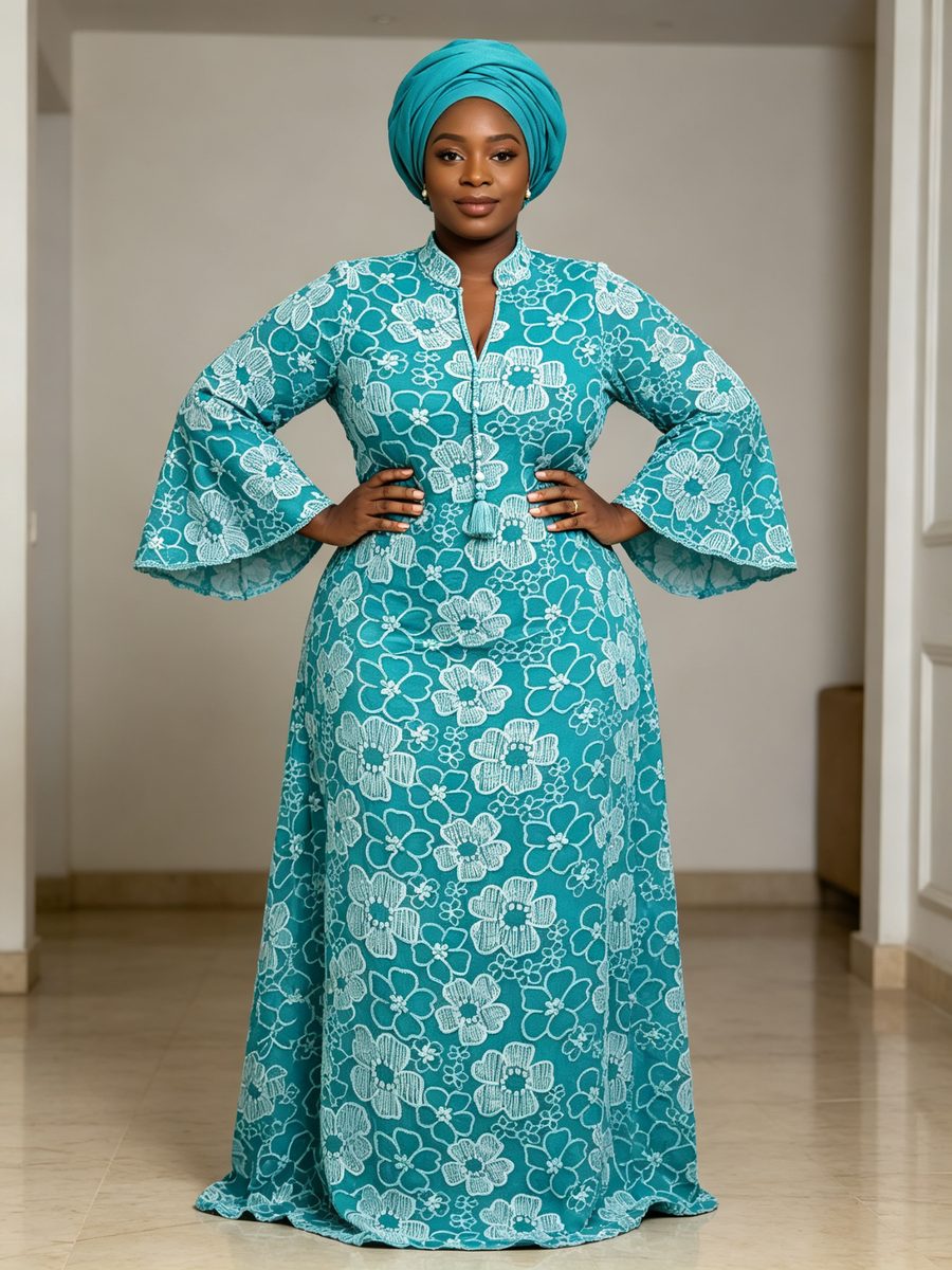 FZ-CP-017 · Teal Daisy Cutwork