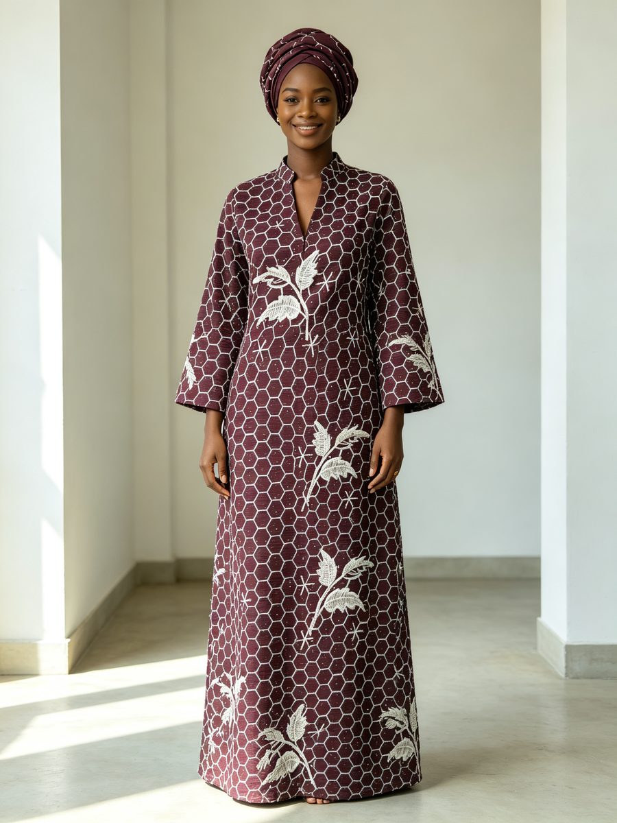 FZ-CP-176 · Burgundy Blue Paisley Embroidery