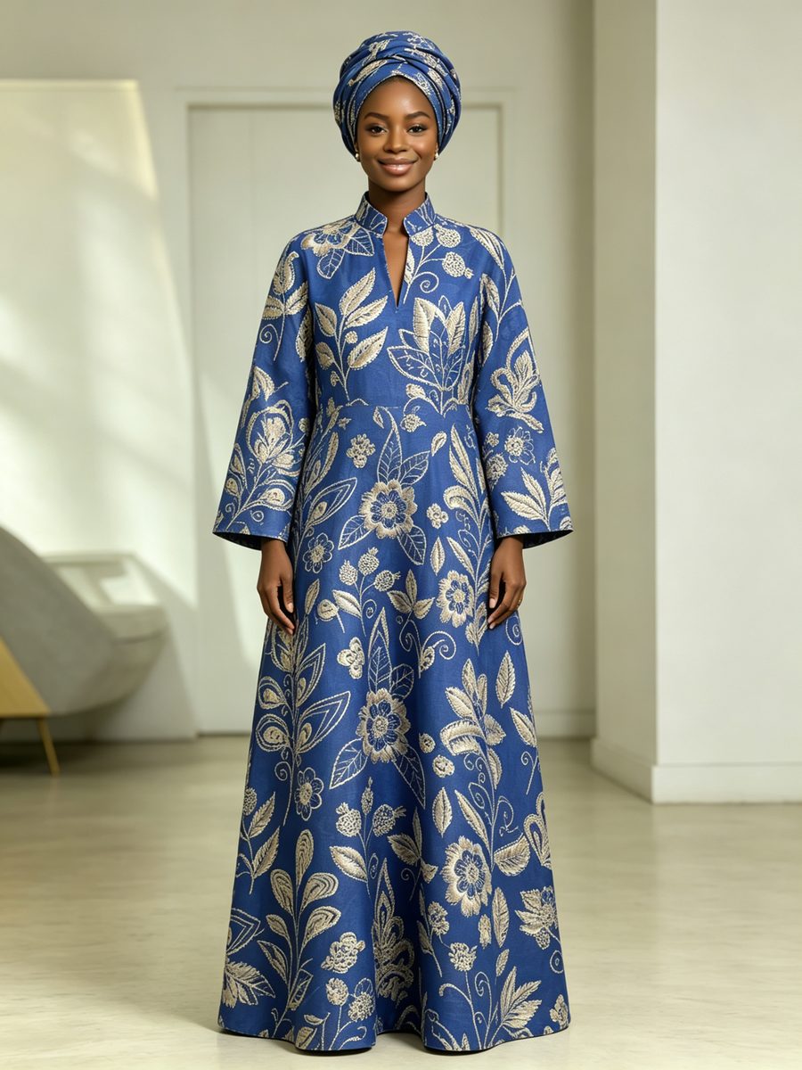 FZ-CP-196 · Navy Gold Large Floral