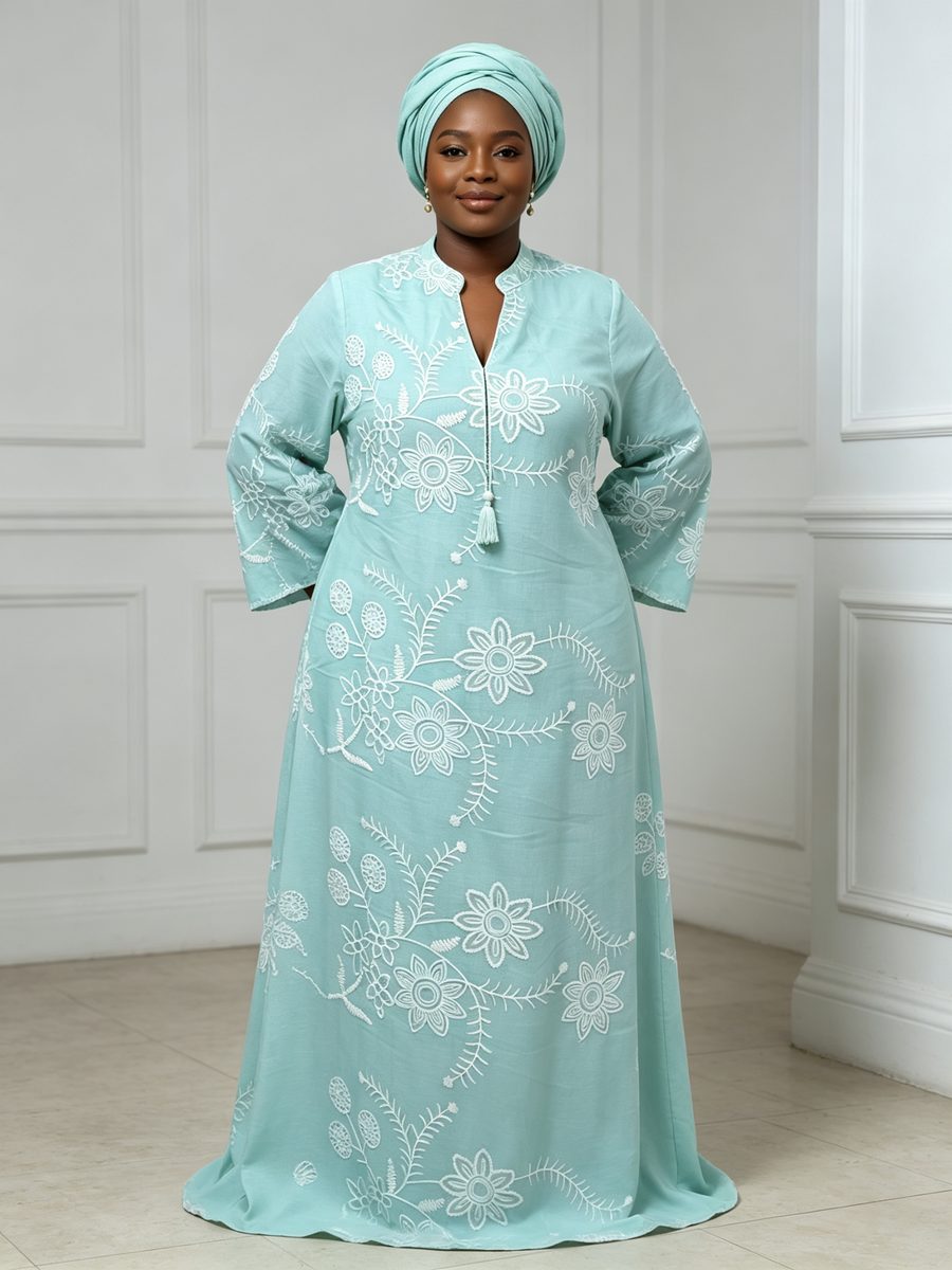 FZ-CP-021 · Mint Sunflower Cutwork