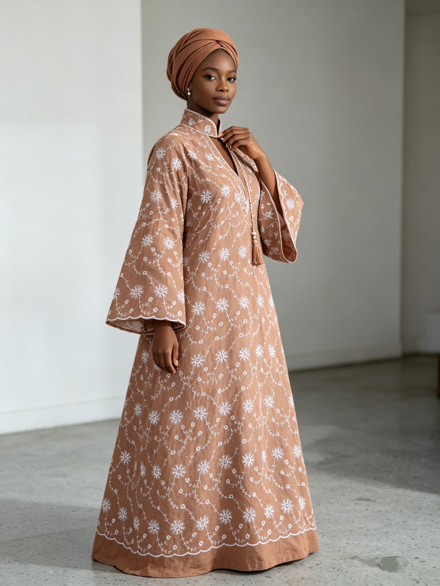 FZ-CP-043 · Ochre Daisy Cutwork